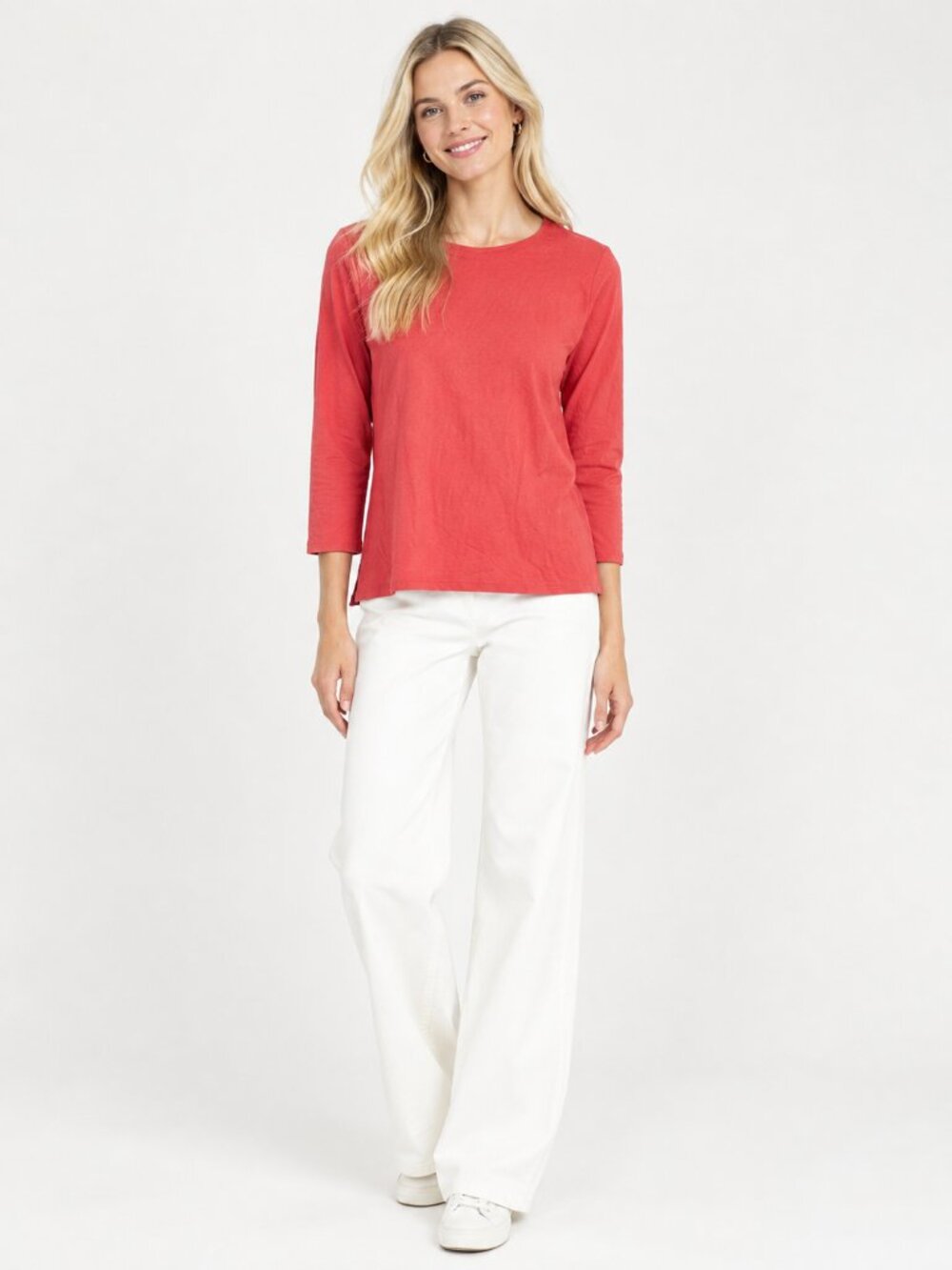 2/$30 Lands' End Three-Quarter Sleeve T-Shirt Salmon XL #A4989